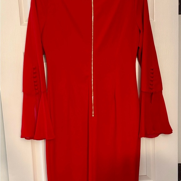 Calvin Klein Vibrant Red Long Sleeve Dress - Picture 2 of 5